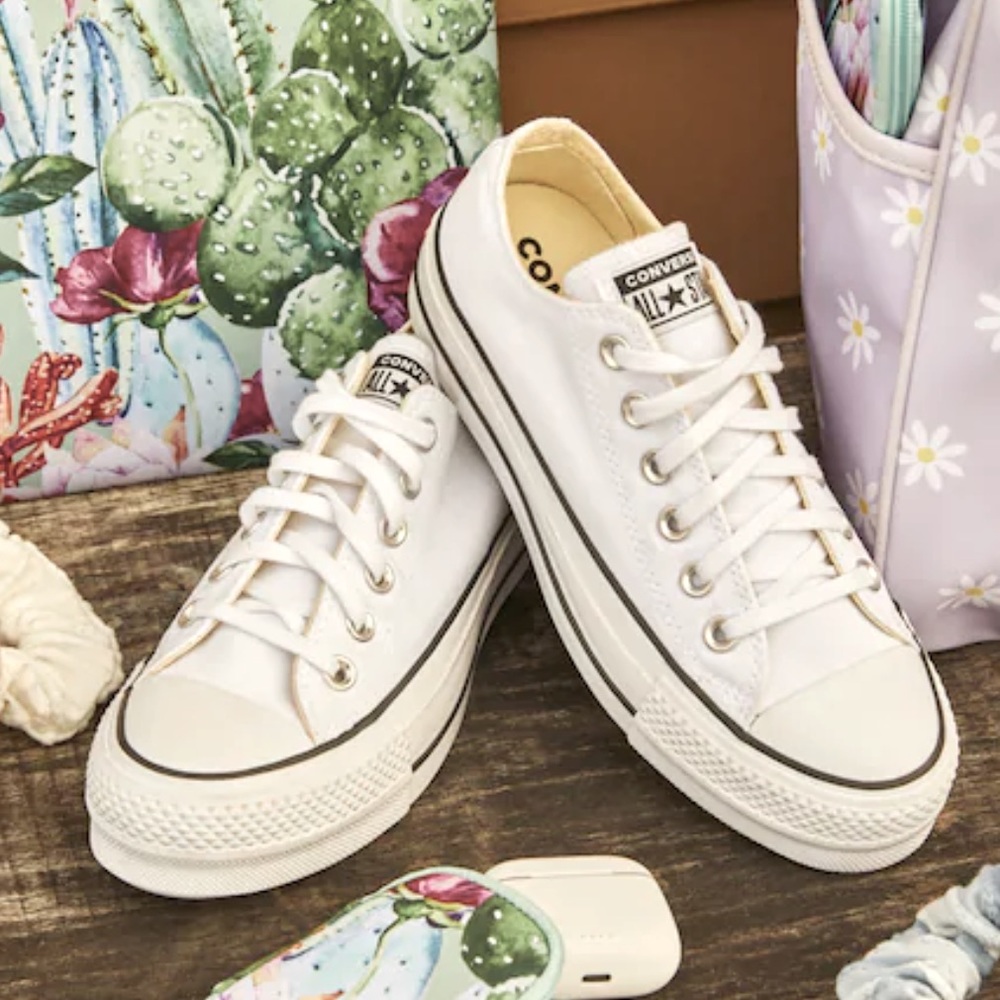 White Leather Converse Platform Sneaker